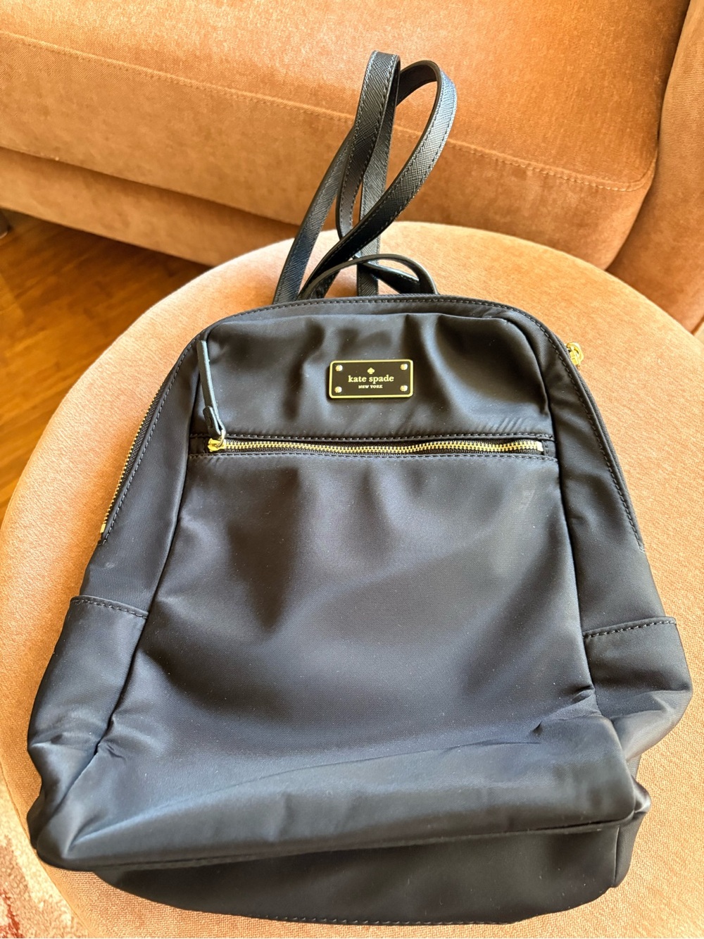 kate spade black nylon mini backpack with gold hardware